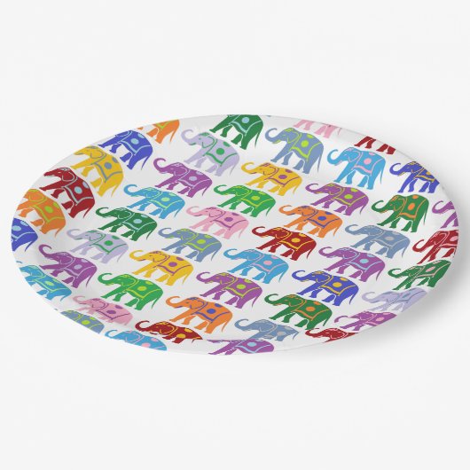 Dekorative Elefanten Pappteller (Schrägansicht)