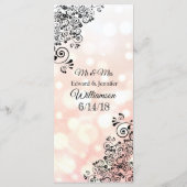 Dekorative Elegant Coral Bokeh Wedding Menu Card Menükarte (Rückseite)
