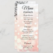 Dekorative Elegant Coral Bokeh Wedding Menu Card Menükarte (Vorne/Hinten)