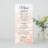 Dekorative Elegant Coral Bokeh Wedding Menu Card Menükarte (Stehend Vorderseite)