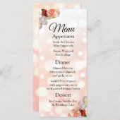 Dekorative Elegant Coral Bouquet Wedding Menu Card Menükarte (Vorne/Hinten)