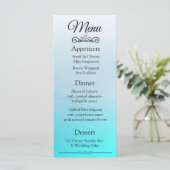Dekorative Elegante Aqua Blue Wedding Menu Card Menükarte (Stehend Vorderseite)