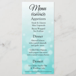 Dekorative Elegante Aquamarin Bokeh Wedding Menu C Menükarte