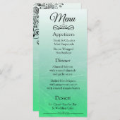 Dekorative Elegante Black Green Wedding Menu Card Menükarte (Vorne/Hinten)