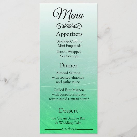 Dekorative Elegante Black Green Wedding Menu Card Menükarte (Vorderseite)