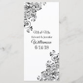 Dekorative Elegante Schwarz-weiße Speisekarte Menükarte (Rückseite)