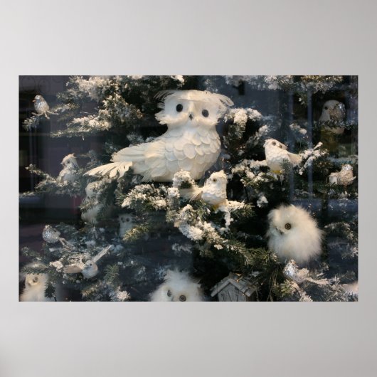 Dekorative Eule auf Weihnachtsbaum Poster (Vorne)