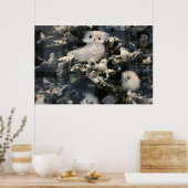 Dekorative Eule auf Weihnachtsbaum Poster (Küche)