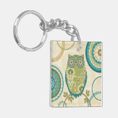 Dekorative Eule mit Kreisentwürfen Schlüsselanhänger (Vorderseite links)