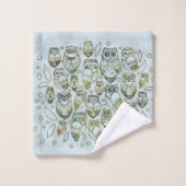 Dekorative Eulen Badhandtuch Set (Waschlappen)