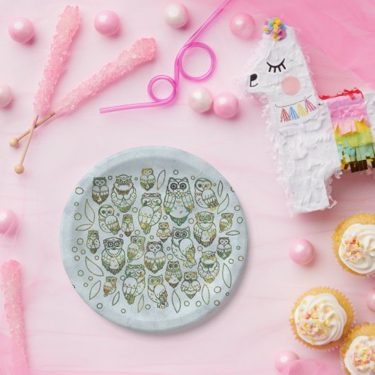 Dekorative Eulen Pappteller (Party)