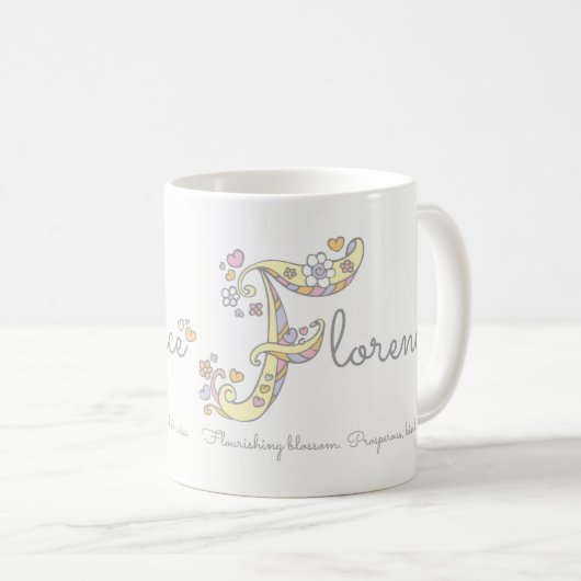 Dekorative F Monogramm-Tasse Kaffeetasse (VorderseiteRechts)