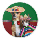 Dekorative Fachgriffe der mexikanischen Chihuahua Keramikknauf (Vorderseite)