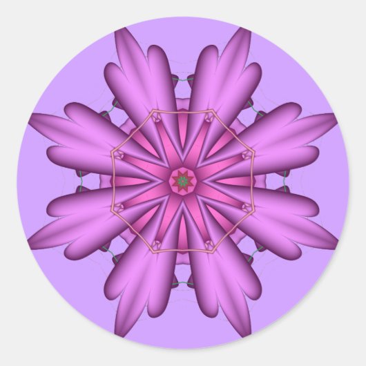 Dekorative Fantasy-Blume-Aufkleber Runder Aufkleber (Vorderseite)