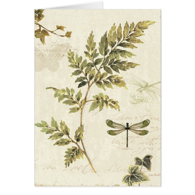 Dekorative Farne und eine Libelle (Vorne)