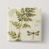 Dekorative Farne und eine Libelle Button (Vorderseite)