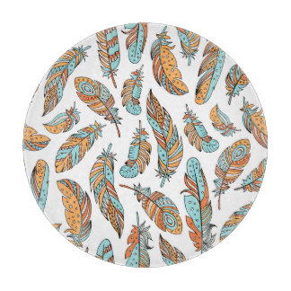 Dekorative Federn: HandGezeichnet Vintage Kunst Schneidebrett