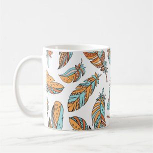 Dekorative Federn: Handgezeichnete Vintage-Kunst Kaffeetasse