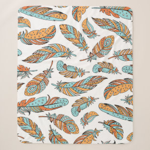 Dekorative Federn: Handgezeichnete Vintage-Kunst Sherpadecke