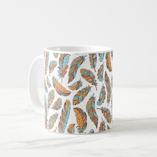 Dekorative Federn nahtlos Muster. Handgezogener V Kaffeetasse (Vorderseite Links)