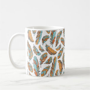 Dekorative Federn nahtlos Muster. Handgezogener V Kaffeetasse
