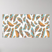 Dekorative Federn nahtlos Muster. Handgezogener V Poster (Vorne)