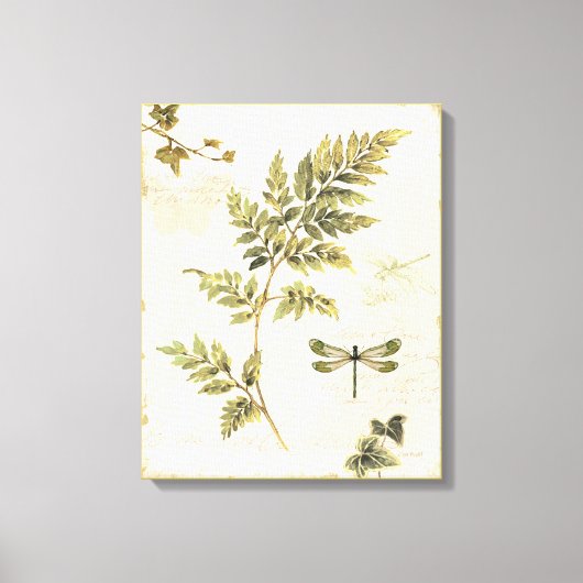 Dekorative Ferns und eine Libelle Leinwanddruck (Vorderseite)