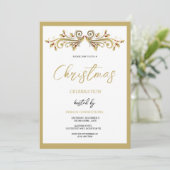 Dekorative festliche Holly-Wirbel Weihnachten Einladung (Stehend Vorderseite)