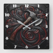 Dekorative Fireman-Ax Quadratische Wanduhr (Vorderseite)
