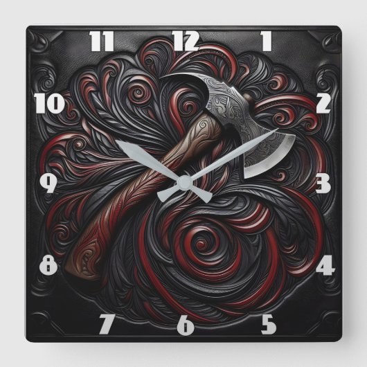 Dekorative Fireman-Ax Quadratische Wanduhr (Vorderseite)