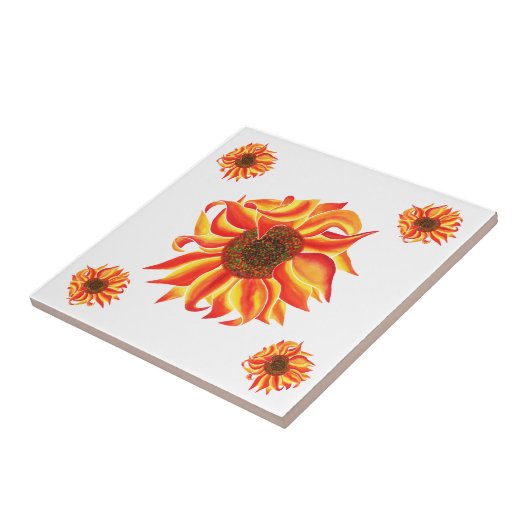 Dekorative Fliese des Sonnenblumeentwurfs (Seite)