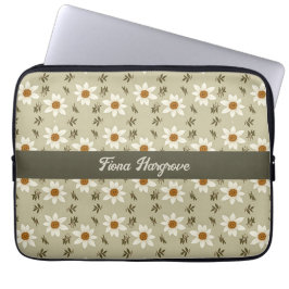 Dekorative Floral in Weiß und Beige Personalisiert Laptopschutzhülle
