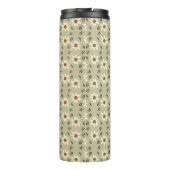 Dekorative Floral in Weiß und Beige Personalisiert Thermosbecher (Rückseite)