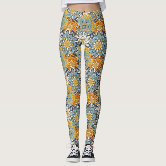 Dekorative Floral/Mandala Leggings (Vorderseite)