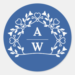 Dekorative Floral Name Initialen Hochzeitsbriefe Runder Aufkleber