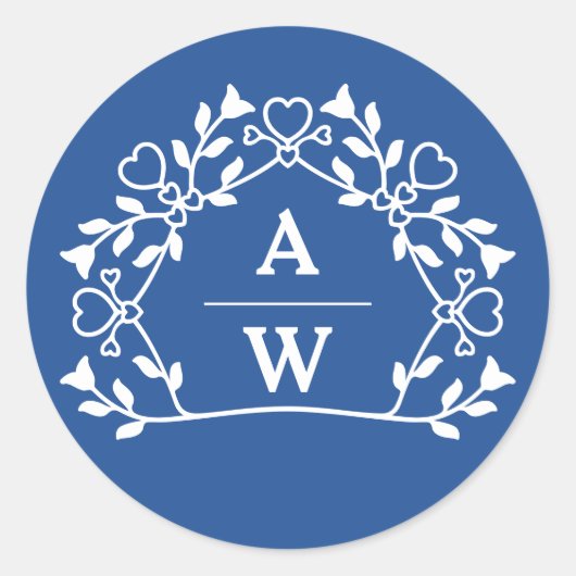 Dekorative Floral Name Initialen Hochzeitsbriefe Runder Aufkleber (Vorderseite)