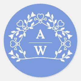 Dekorative Floral Name Initialen Hochzeitsbriefe Runder Aufkleber