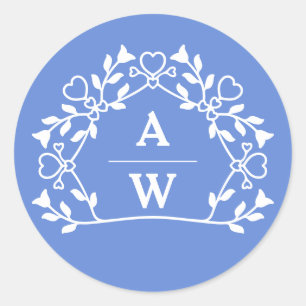 Dekorative Floral Name Initialen Hochzeitsbriefe Runder Aufkleber