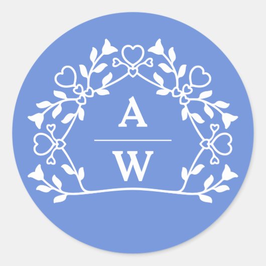 Dekorative Floral Name Initialen Hochzeitsbriefe Runder Aufkleber (Vorderseite)