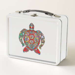 Dekorative florale ornamentale Meeresschildkröte L Metall Brotdose