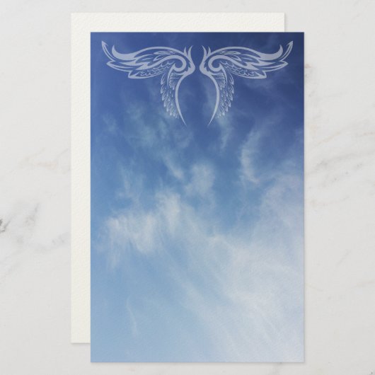 Dekorative Flügel auf Cloud-Foto Briefpapier (Vorne/Hinten)