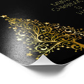 Dekorative Frohe Weihnachtsbaumstars Schwarzes Gol Fotodruck (Ecke)