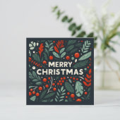 Dekorative Frohe Weihnachtsbeeren Feiertagskarte (Stehend Vorderseite)