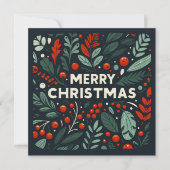Dekorative Frohe Weihnachtsbeeren Feiertagskarte (Vorderseite)