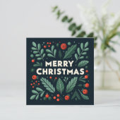 Dekorative Frohe Weihnachtsbeeren Feiertagskarte (Stehend Vorderseite)