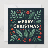 Dekorative Frohe Weihnachtsbeeren Feiertagskarte (Vorderseite)