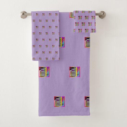 Dekorative Geo-Muster Lavendel  Badhandtuch Set (Insitu)