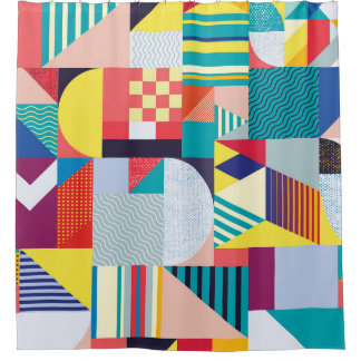 Dekorative Geometrie: Vintages Abstraktes Muster. Duschvorhang