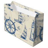 Dekorative Geschenktasche mit Meereselementen Große Geschenktüte (Vorderseite Schrägansicht)