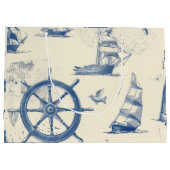 Dekorative Geschenktasche mit Meereselementen Große Geschenktüte (Rückseite)